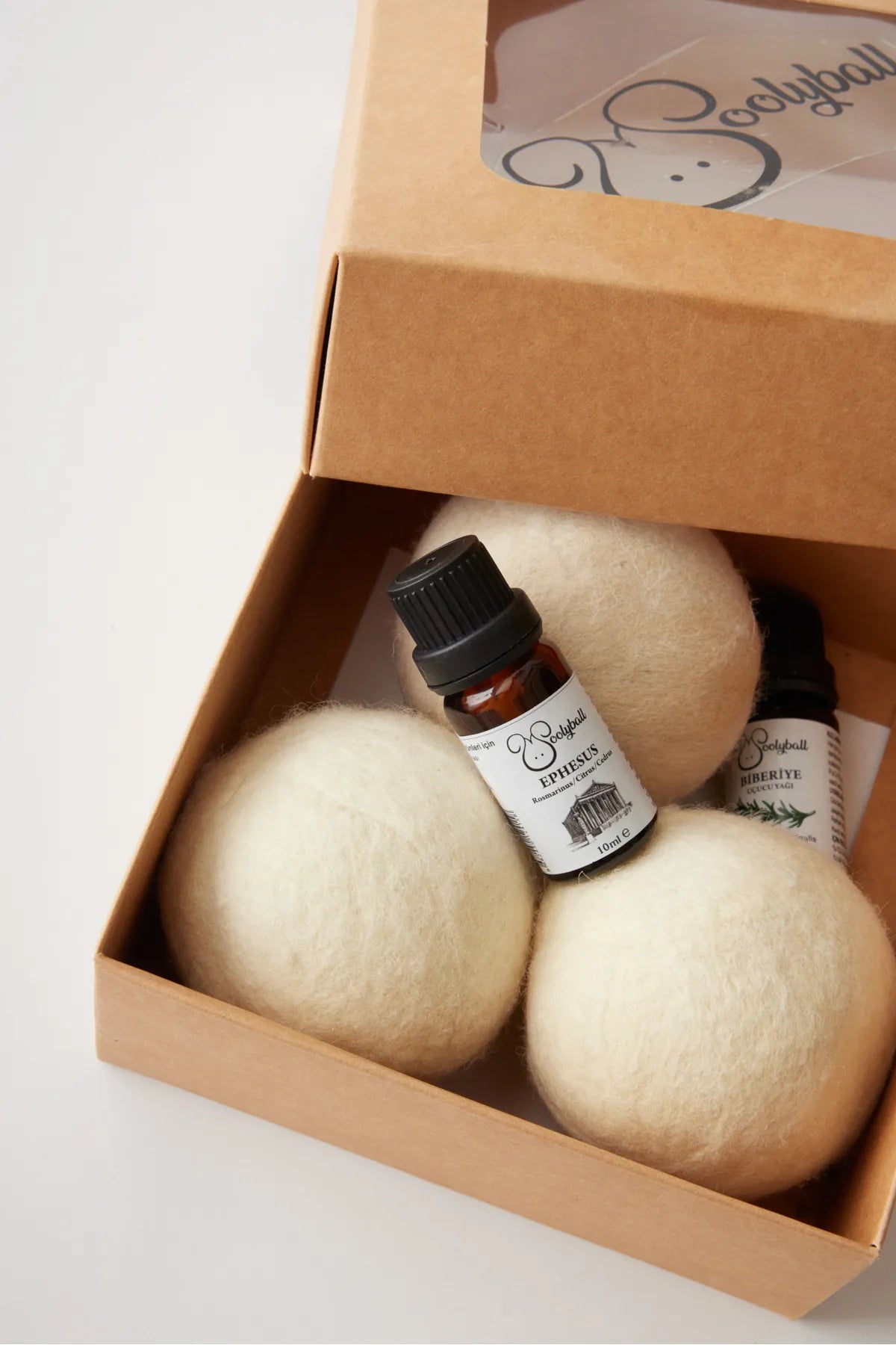 Woolyball Yün Çamaşır Kurutma Makinesi Topu - 3 Adet Xl %100 Organik 10 ml Doğal Esans (5 ml Doğal Esans Hediye)