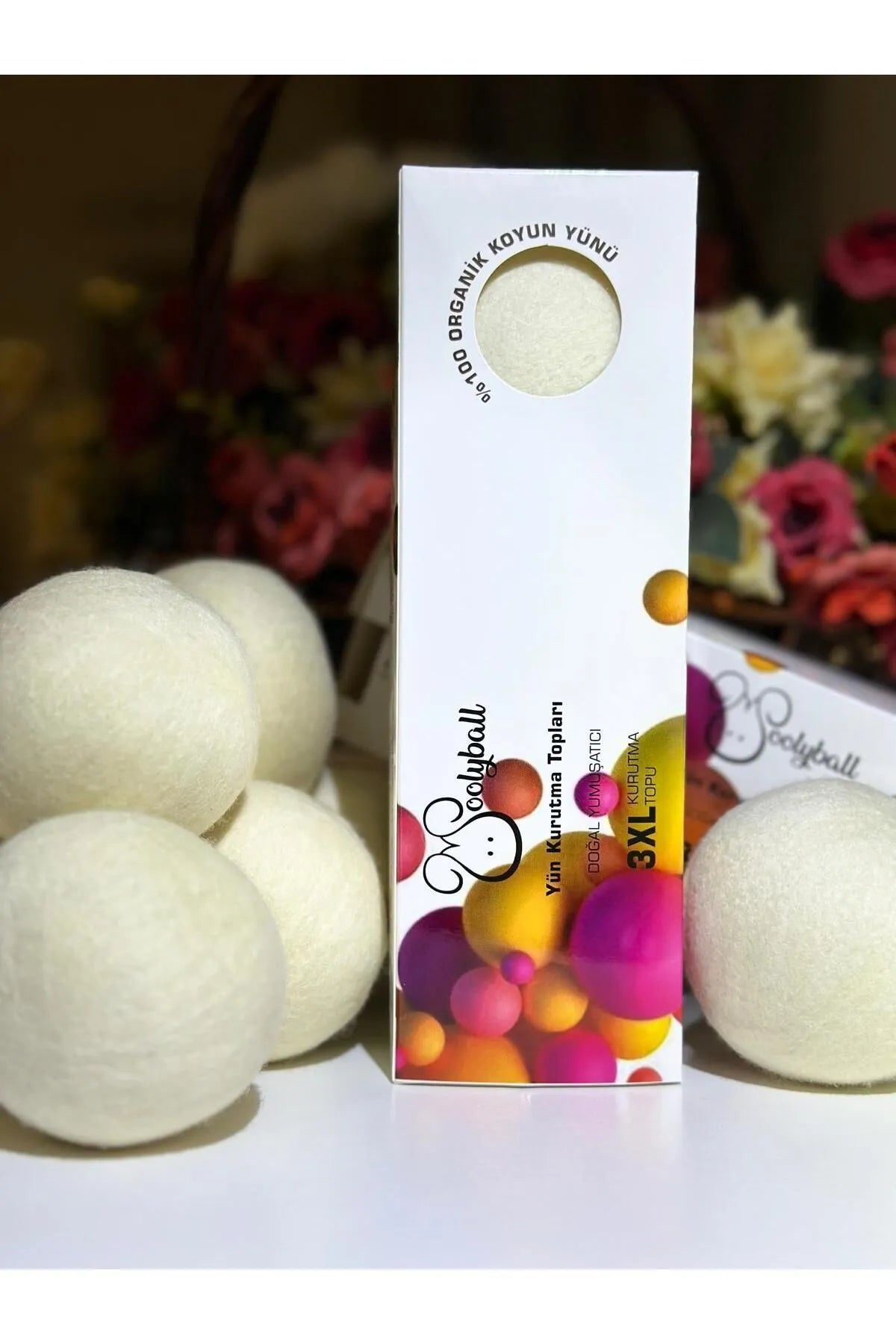 Woolyball Yün Çamaşır Kurutma Makinesi Topu - 3 Adet Xl %100 Organik