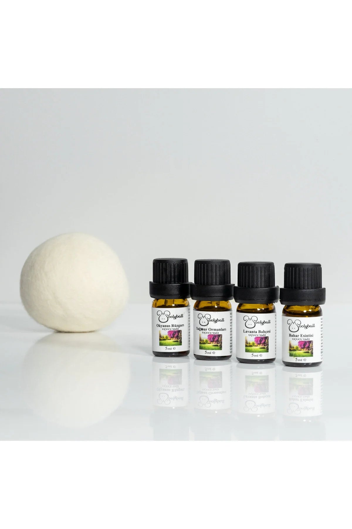 Woolyball Natural Çamaşır Kurutma Makinesi İçin Uçucu Esanslar 4 Adet 5 ml (1 Adet Yün Kurutma Topu Hediye)