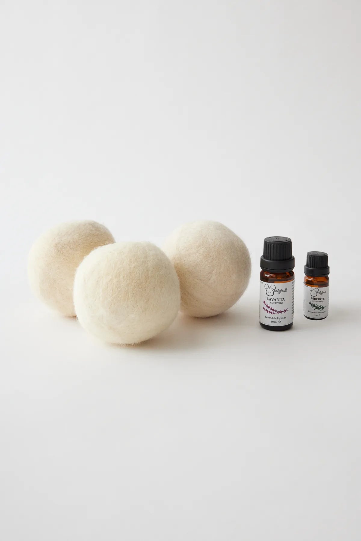 Woolyball Yün Çamaşır Kurutma Makinesi Topu - 3 Adet Xl %100 Organik 10 ml Doğal Esans (5 ml Doğal Esans Hediye)