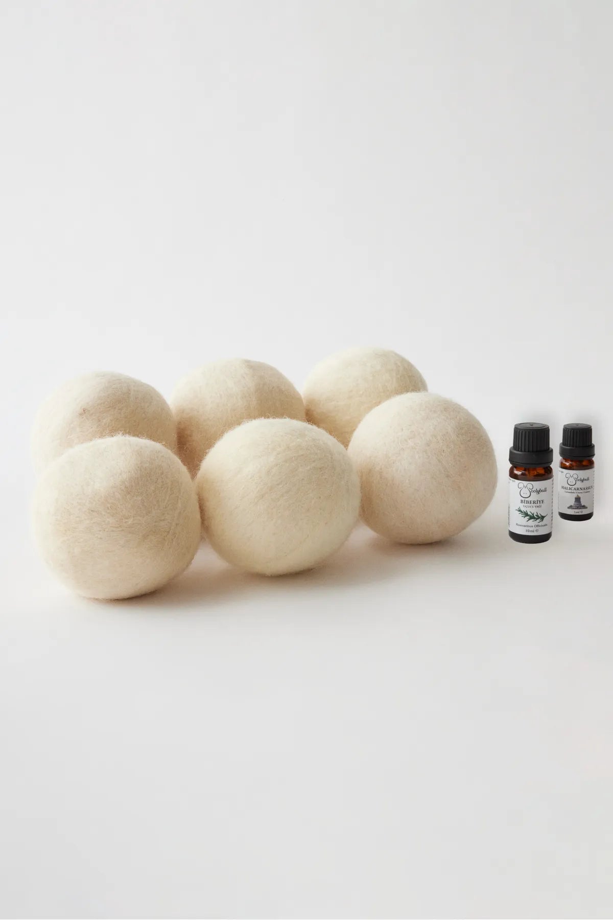 Woolyball Yün Çamaşır Kurutma Makinesi Topu 6 Adet Xl %100 Organik,10 ml Doğal Esans (5 ml Doğal Esans Hediye)