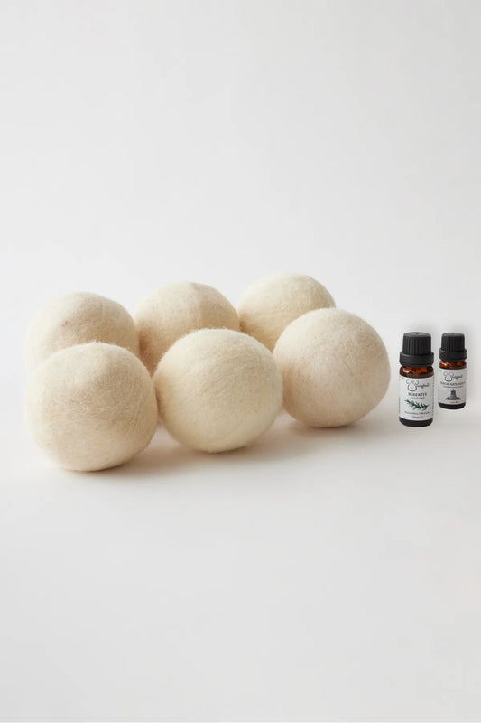 Woolyball Yün Çamaşır Kurutma Makinesi Topu 6 Adet Xl %100 Organik,10 ml Doğal Esans (5 ml Doğal Esans Hediye)