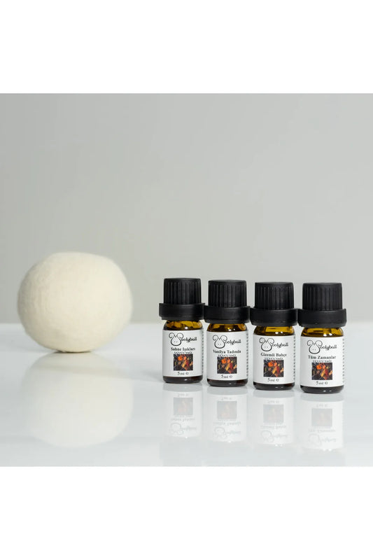Woolyball Spicy Çamaşır Kurutma Makinesi Için Uçucu Esanslar 4 Adet 5 ml (1 Adet Yün Kurutma Topu Hediye)