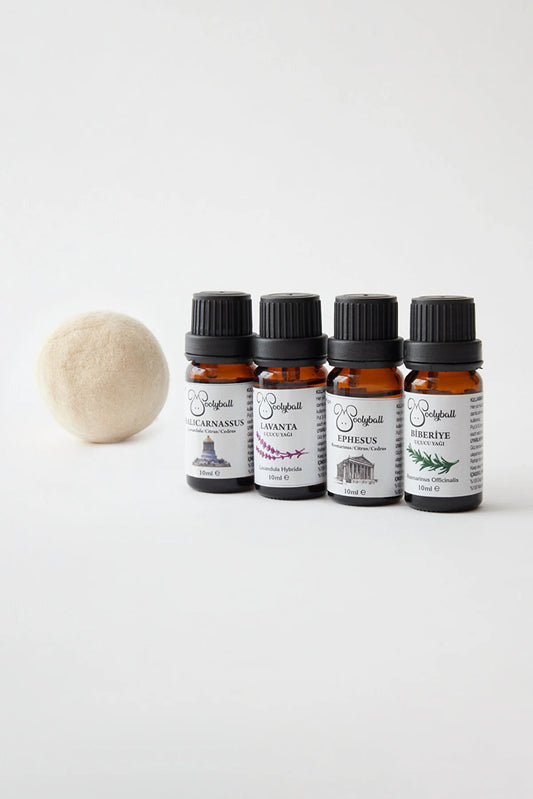Woolyball Çamaşır Kurutma Makinesi İçin Uçucu Yağlar Seti 4 Adet 10 Ml.( 1 Adet Yün Kurutma Topu Xl Hediye)