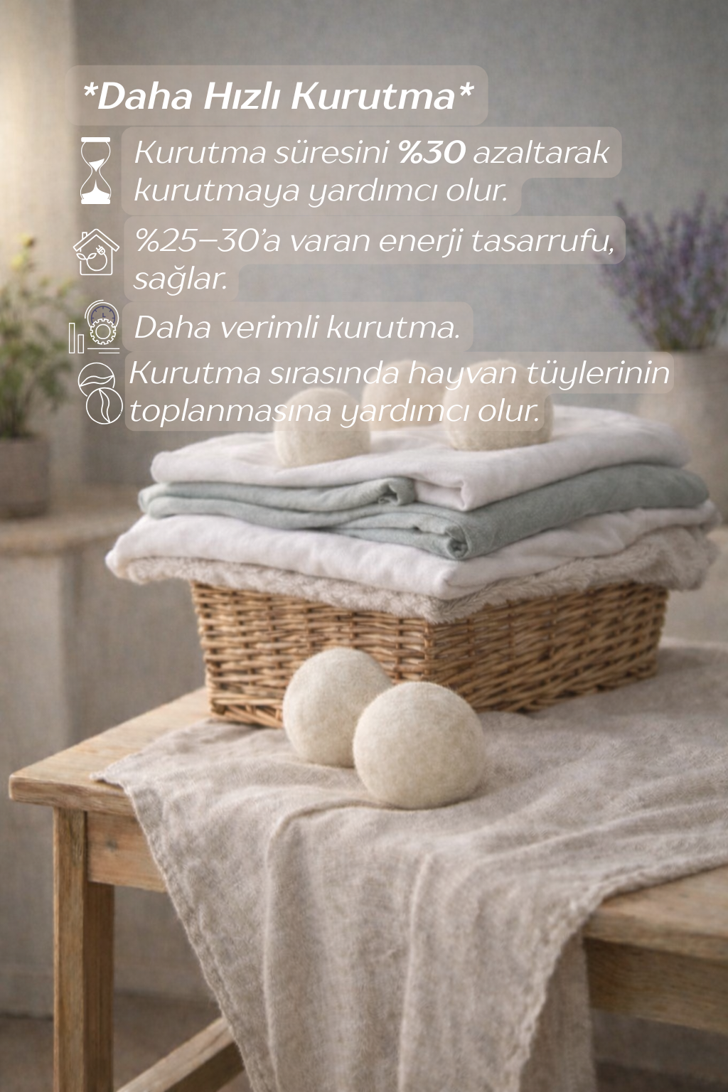 Woolyball Çamaşır Kurutma Makinesi Için Uçucu Yağlar Seti 4 Adet 5ml (1 Adet Yün Kurutma Topu XL Hediye)